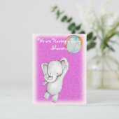 気球のベビーシャワー招待状を持つベビー象 招待状 (スタンド正面)