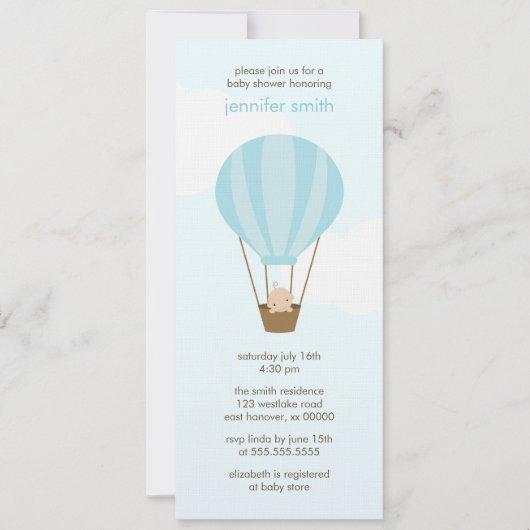 気球のベビー 招待状 (正面)