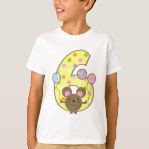 気球のマウスの黄色の第6誕生日のTシャツ Tシャツ