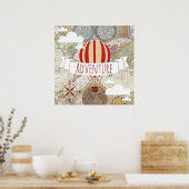 気球のヴィンテージ世界アドベンチャー ポスター (キッチン)