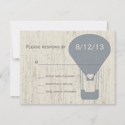 気球の反応結婚の愛 出欠カード (正面)