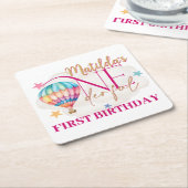 気球の四角い紙コースターに乗る スクエアペーパーコースター (アングル)