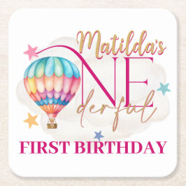 気球の四角い紙コースターに乗る スクエアペーパーコースター