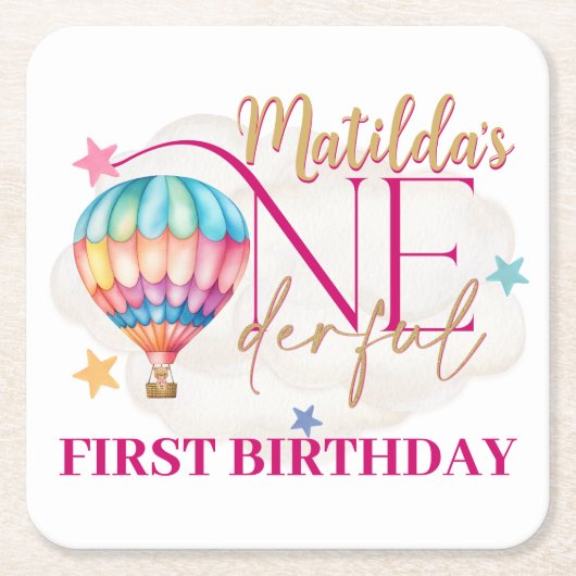 気球の四角い紙コースターに乗る スクエアペーパーコースター (正面)