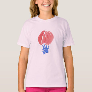 気球の女の子のジャージーのV首のTシャツ Tシャツ