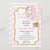 気球の女の子 ベビーシャワー 招待状 (正面/裏面)