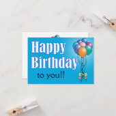 気球の平らなカードとのハッピーバースデー カード (正面/裏面インサイチュ)