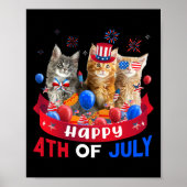 気球の恋人が入った7月の4日を迎えた3匹の猫 ポスター (正面)