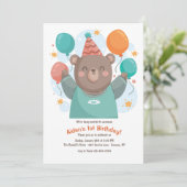 気球の招待状を持つ誕生日くま 招待状 (スタンド正面)