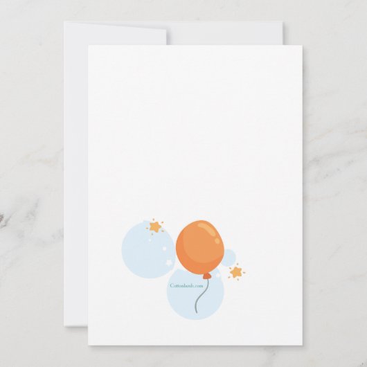 気球の招待状を持つ誕生日くま 招待状 (裏面)