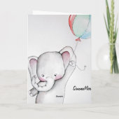 気球の挨拶状を持つベビー象 カード (裏面)