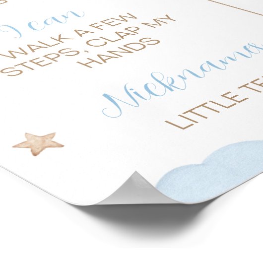 気球の最初の誕生日マイルストーン記号 ポスター (角)