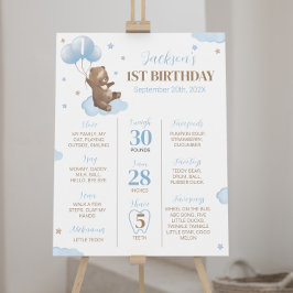 気球の最初の誕生日マイルストーン記号 ポスター