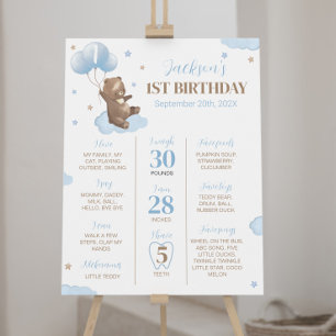 気球の最初の誕生日マイルストーン記号 ポスター