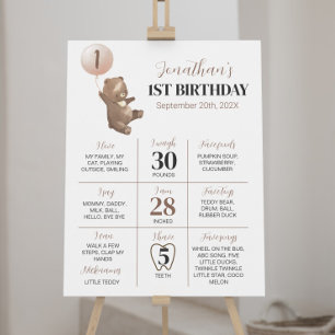 気球の最初の誕生日マイルストーン記号 ポスター