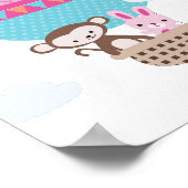 気球の猿とうさぎのベビーアート ポスター (角)