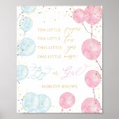 気球の男の子または女の子の性別の表示サイン ポスター (正面)