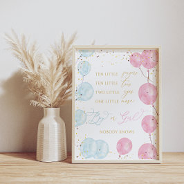 気球の男の子または女の子の性別の表示サイン ポスター