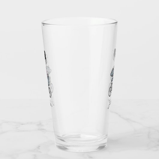 気球の自転車くまは|あなたの名前を加えます タンブラーグラス (右)