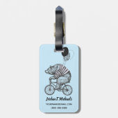 気球の自転車くまは|あなたの名前を加えます ラゲッジタグ (裏面縦)