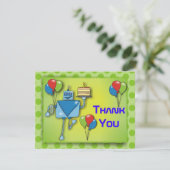 気球の計器飛行証明が付いているかわいいロボットありがとう サンキューカード (スタンド正面)