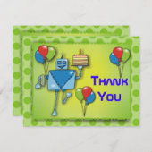 気球の計器飛行証明が付いているかわいいロボットありがとう サンキューカード (正面/裏面)