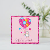 気球の誕生会を持つペンギン 招待状 (スタンド正面)