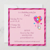 気球の誕生会を持つペンギン 招待状 (裏面)