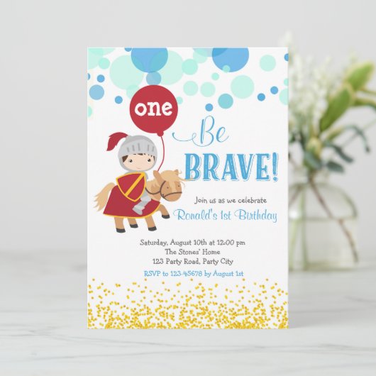 気球の誕生日の招待状を持つ騎士 招待状 (スタンド正面)