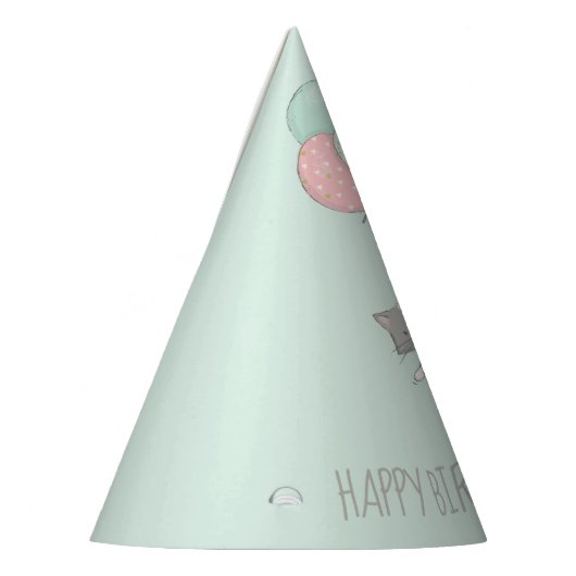 気球の誕生日の甘い灰色猫 パーティーハット (左)