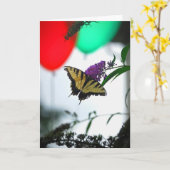 気球の誕生日の願い カード (黄色い花)