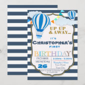 気球の誕生日パーティー招待状 招待状 (正面/裏面)