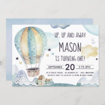 気球の誕生日招待状