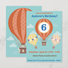 気球の誕生日招待状
