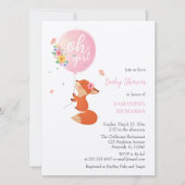 気球の誘い飛んでいるで可愛いキツネ 招待状 (正面)