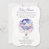 気球の赤ちゃんシャワーの招待状。新生児パーティー 招待状 (正面)