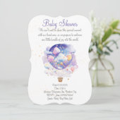 気球の赤ちゃんシャワーの招待状。新生児パーティー 招待状 (スタンド正面)