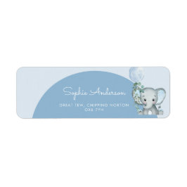 気球の赤ちゃんシャワー付き大男の象の少年 ラベル