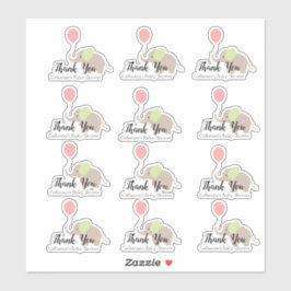 気球の赤ちゃんシャワー付き象ありがとうございました シール