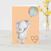 気球の黄色の挨拶状を持つベビー象 カード (黄色い花)