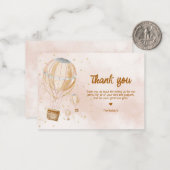 気球の1歳誕生日お礼 ノートカード (正面/裏面インサイチュ)