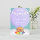 気球の1歳誕生日パーティー 招待状 (スタンド正面)