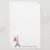 気球のNotepaperが付いているエッフェル塔 便箋 (正面/裏面)