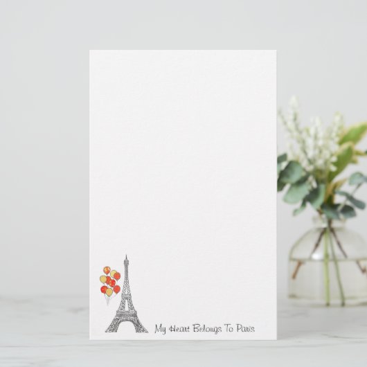 気球のNotepaperが付いているエッフェル塔 便箋 (スタンド正面)