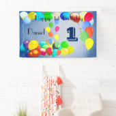 気球はパーソナライズで幸せな第1誕生日を設計します 横断幕 (インサイチュ)