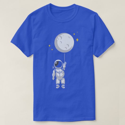 気球を保持する宇宙の宇宙飛行士 Tシャツ (デザイン正面)