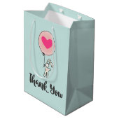 気球を持ったかわいいバニーハートありがとう ミディアムペーパーバッグ (裏面アングル)