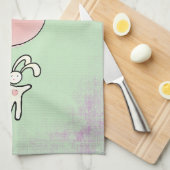 気球を持ったかわいいバニー キッチンタオル (四つ折り)