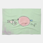 気球を持ったかわいいバニー キッチンタオル (横)