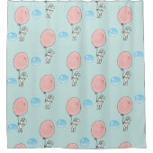 気球を持ったかわいいバニー シャワーカーテン (正面)